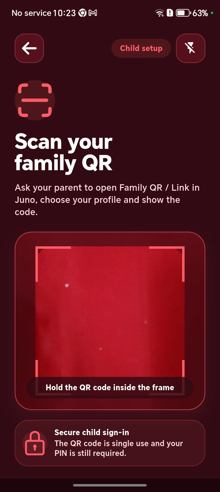 Juno child QR setup